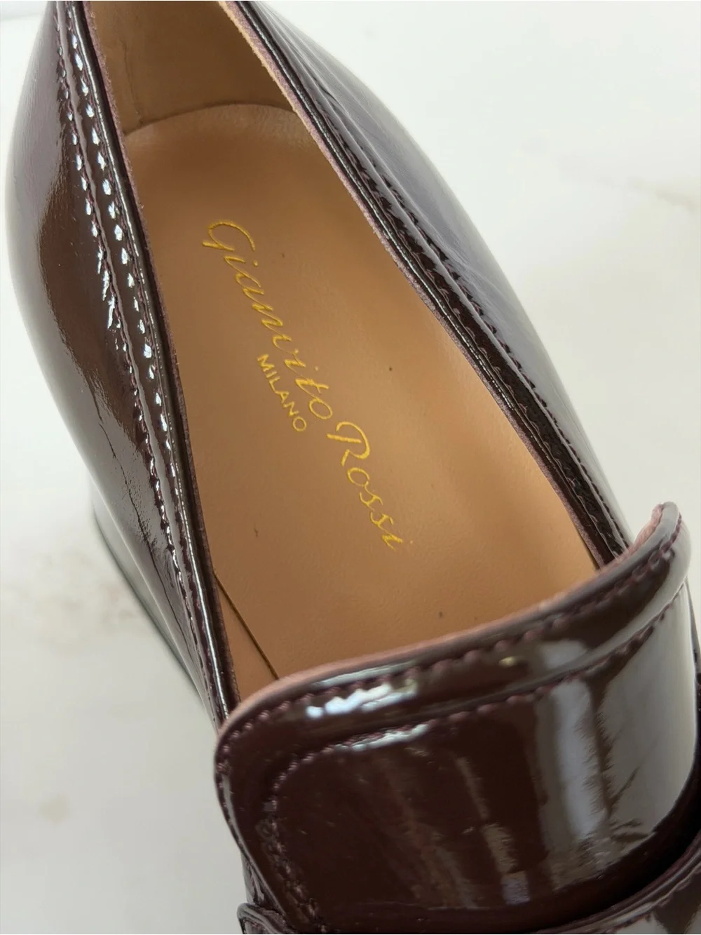 Gianvito Rossi Dark Brown Patent Leather Platform Loafers
